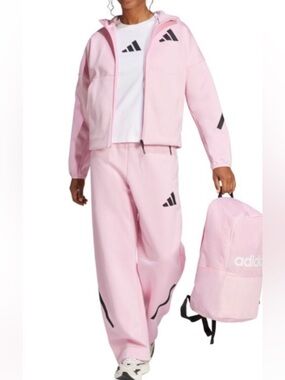 Adidas Jacket -  Pink Full-Zip Hoodie  double front pockets